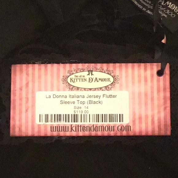 NWT Kitten D’Amour La Donna Italiana Jersey Flutter Sleeve Top - Picture 9 of 12